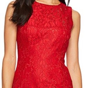 Red Tahari Sheath Lace Dress